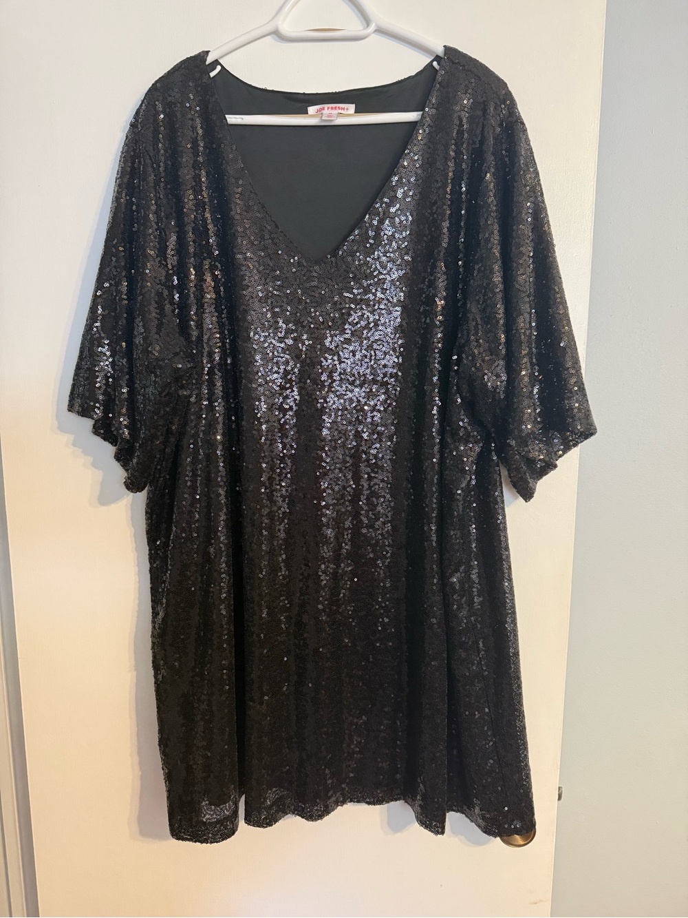 Black Sequin V-Neck Party Dress